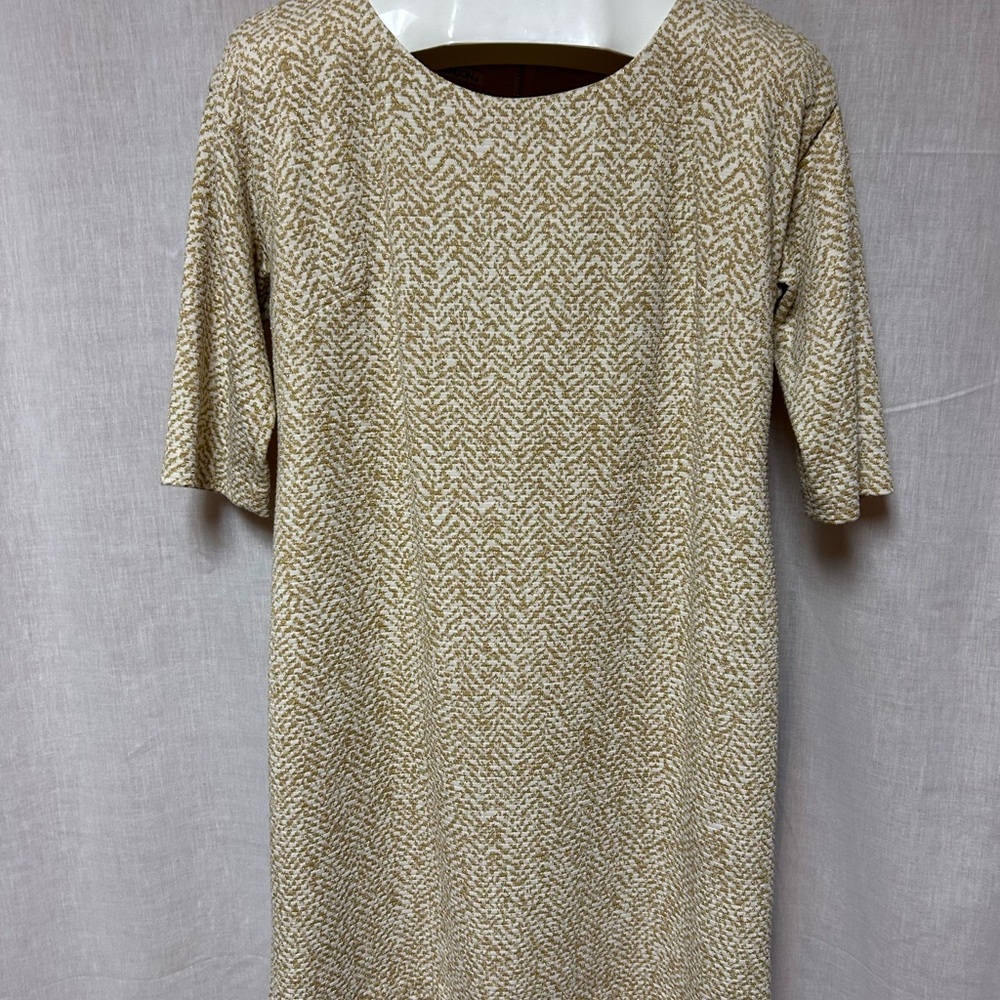 Cruise metallic gold white vintage Patterned Dress size 10 cruise holiday nice